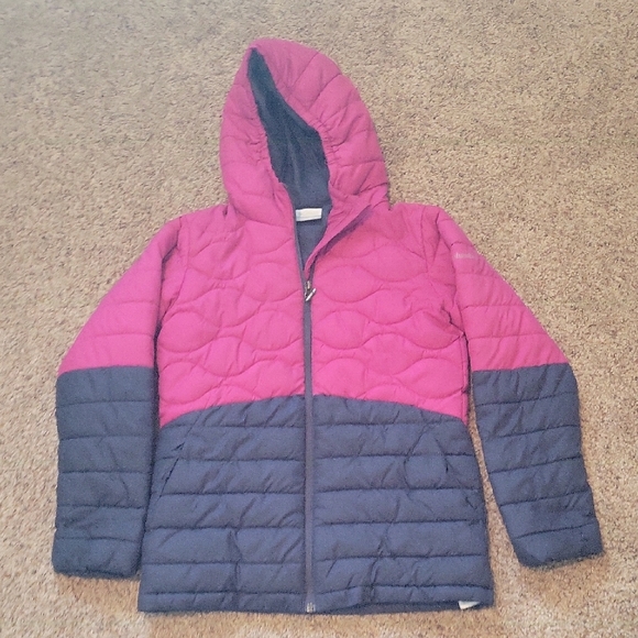 Columbia Pink and Black Puffer Jacket with Hood - Picture 1 of 3